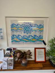 Artwork and welcome area inside Community House